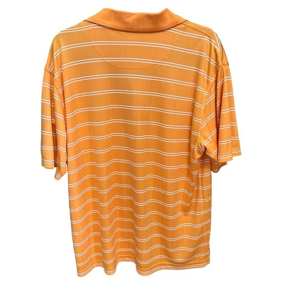 Official PGA Tour Apparel mens sz L orange striped collared 3 button golf shirt - Picture 4 of 8